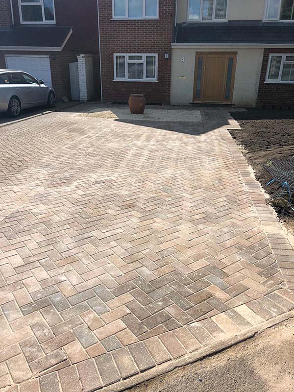Herringbone block paved driveway in Guildford